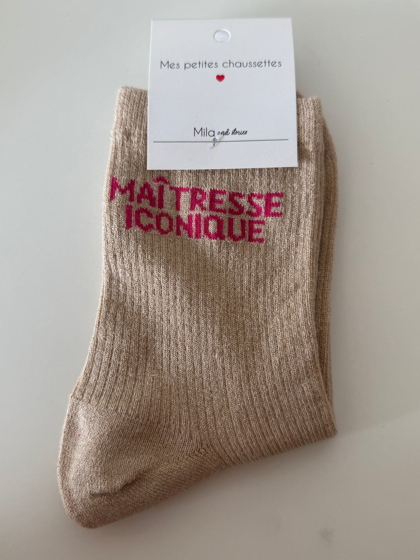 Chaussettes maîtresse beige