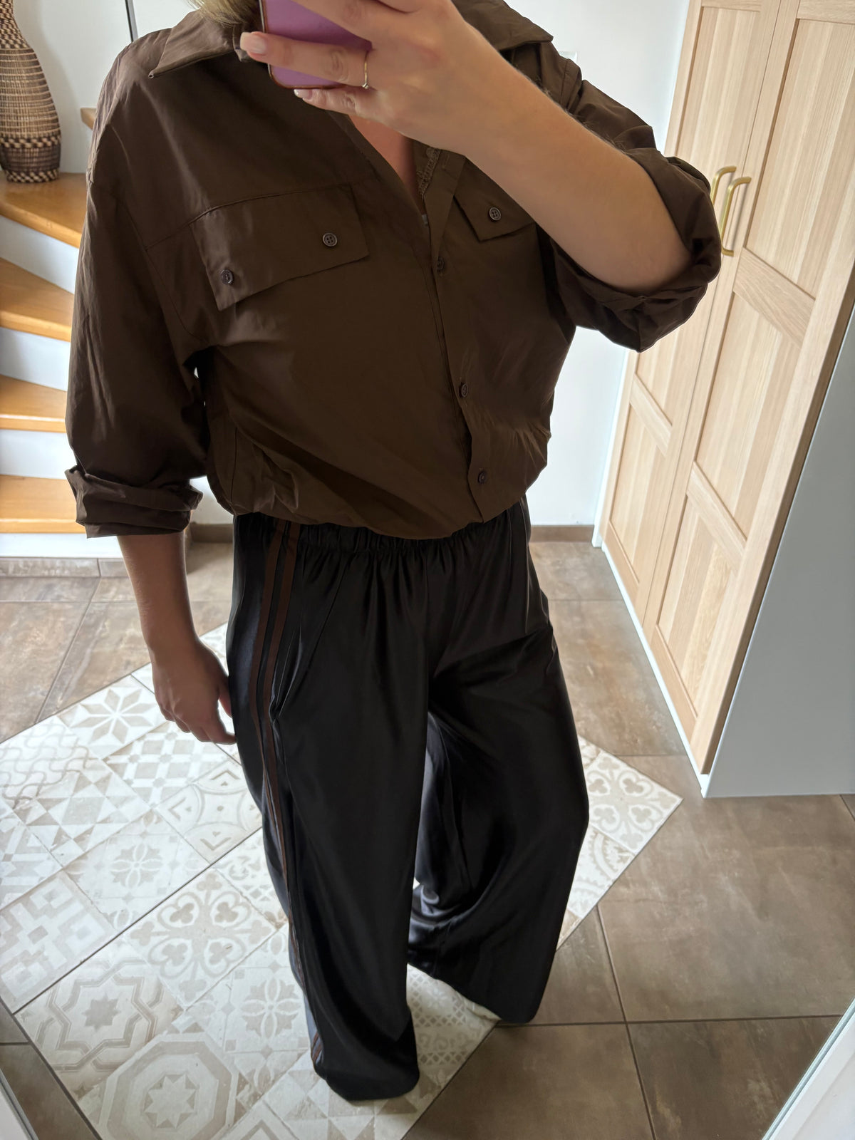 Chemise boule marron