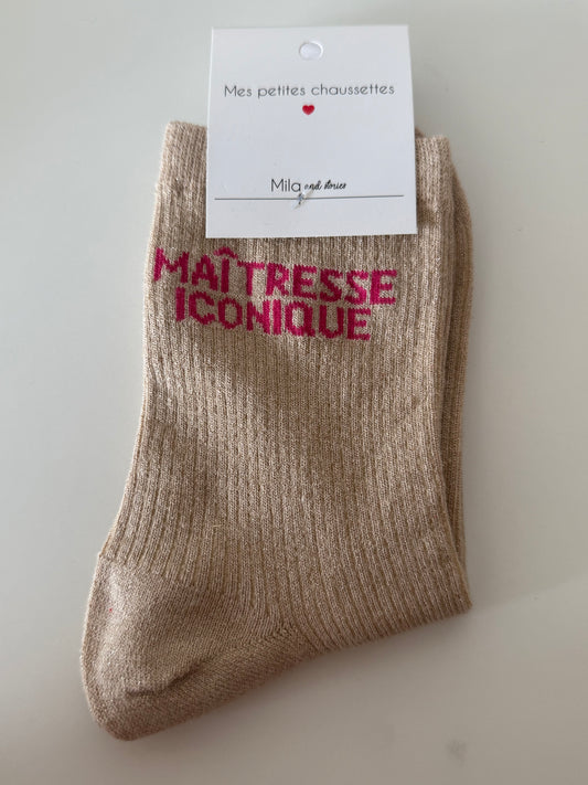 Chaussettes maîtresse beige