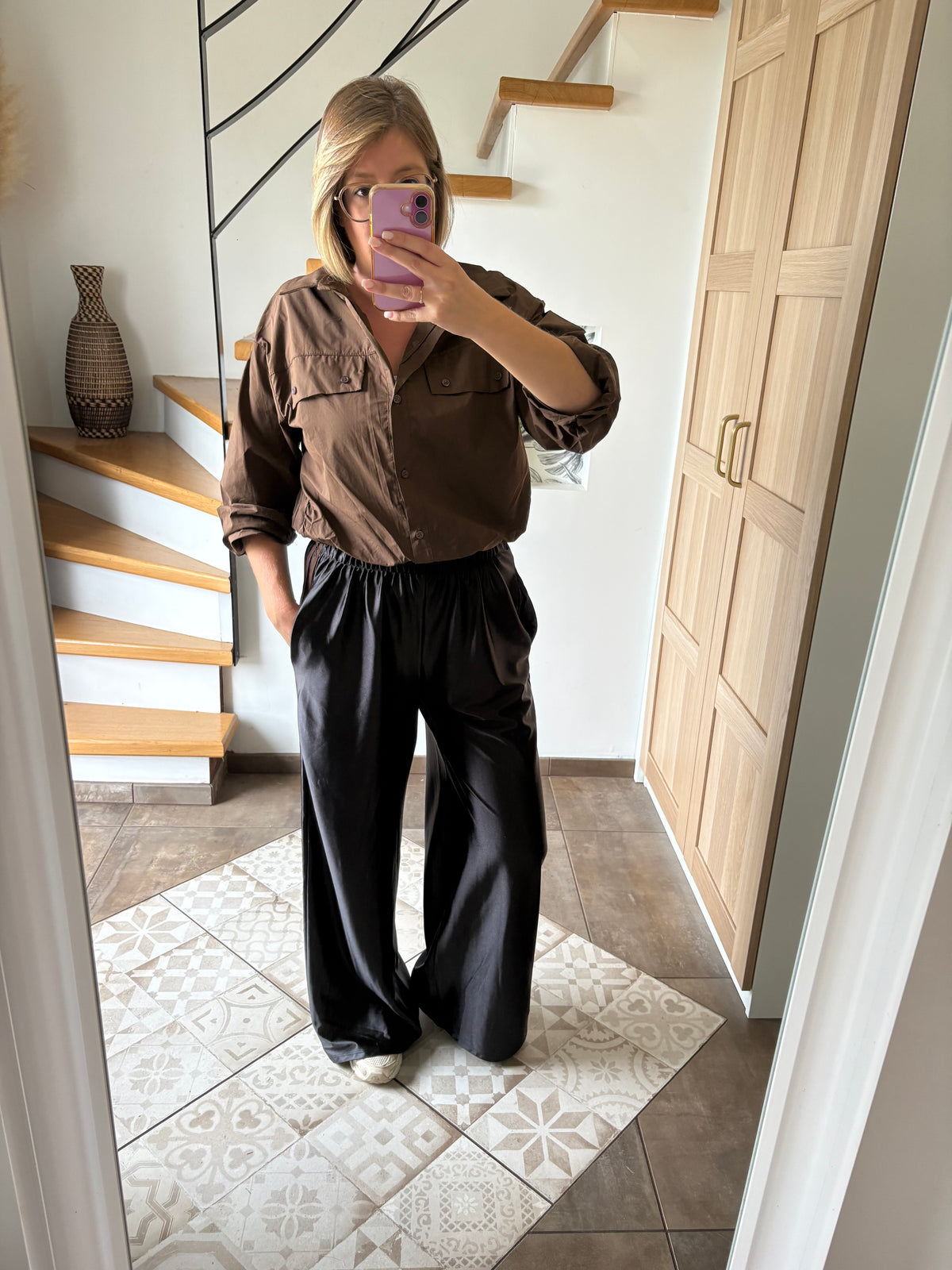 Chemise boule marron