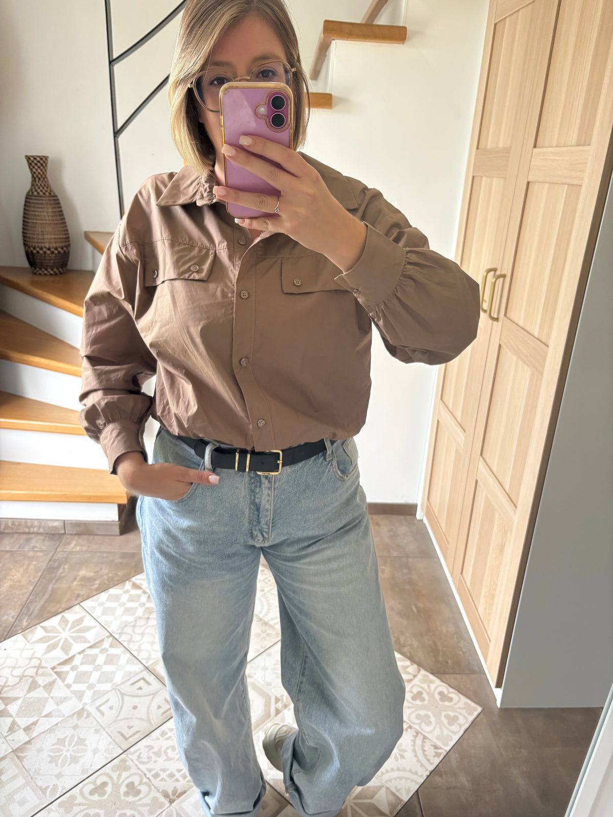 Chemise boule camel