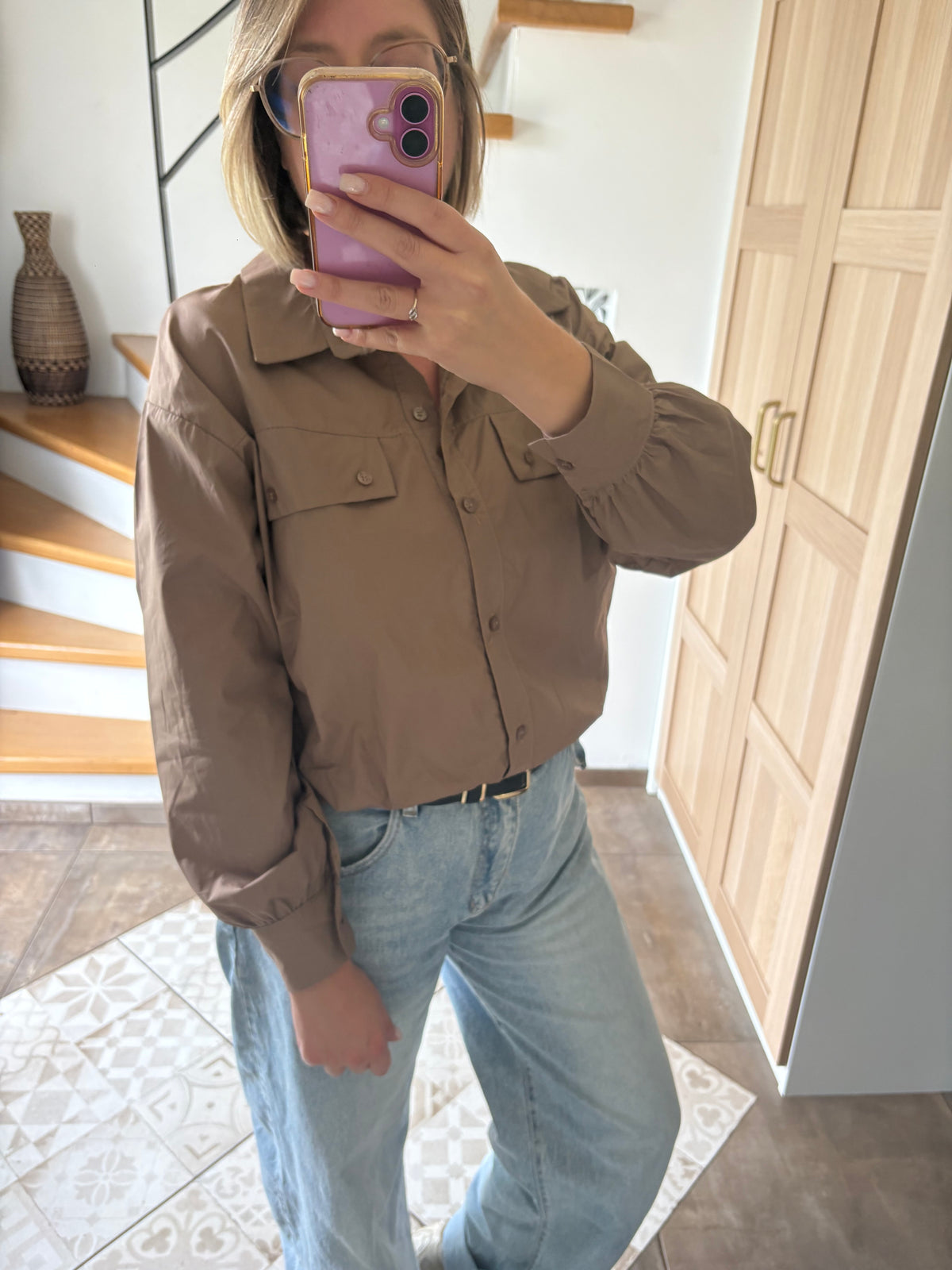 Chemise boule camel