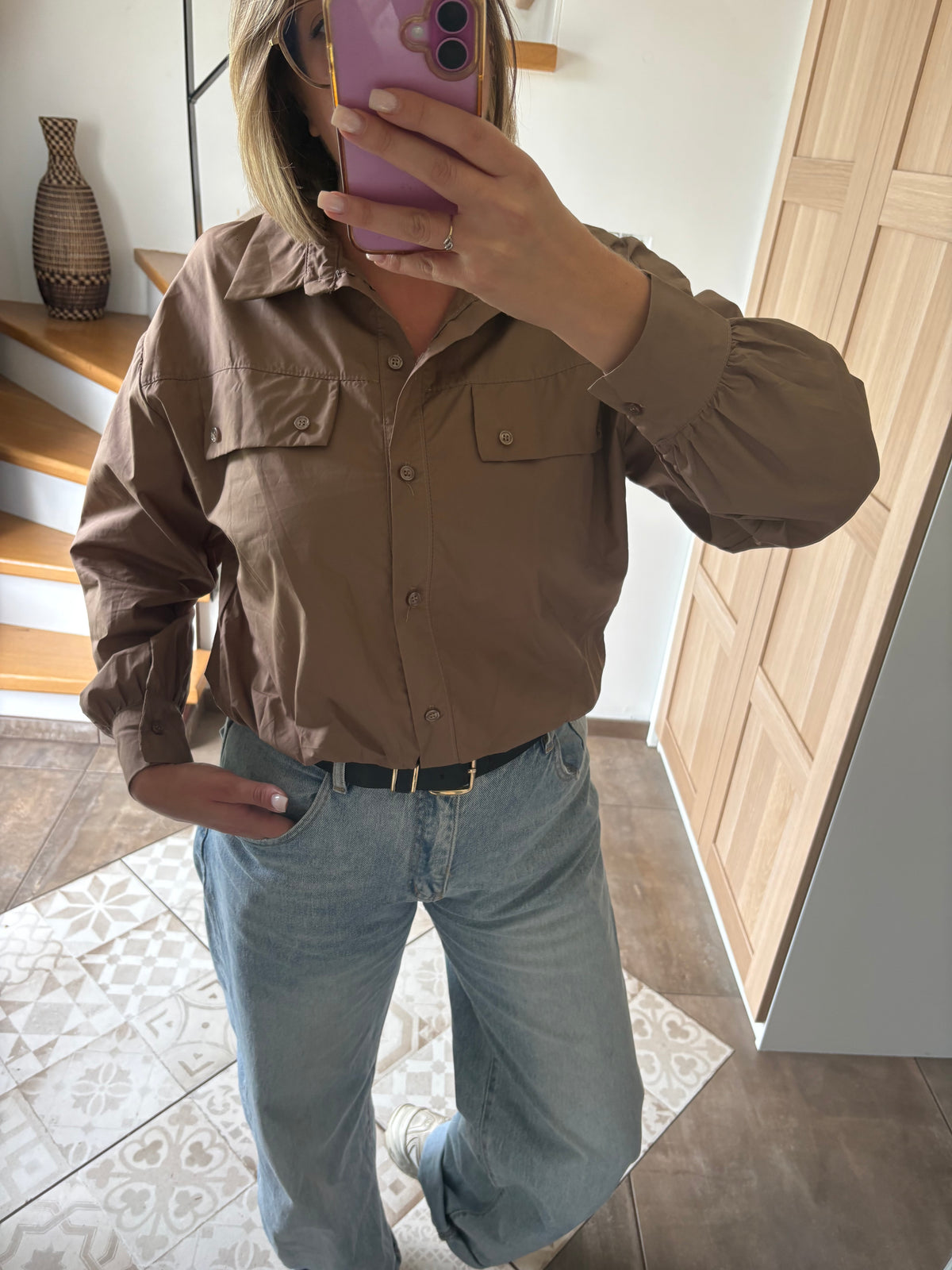 Chemise boule camel