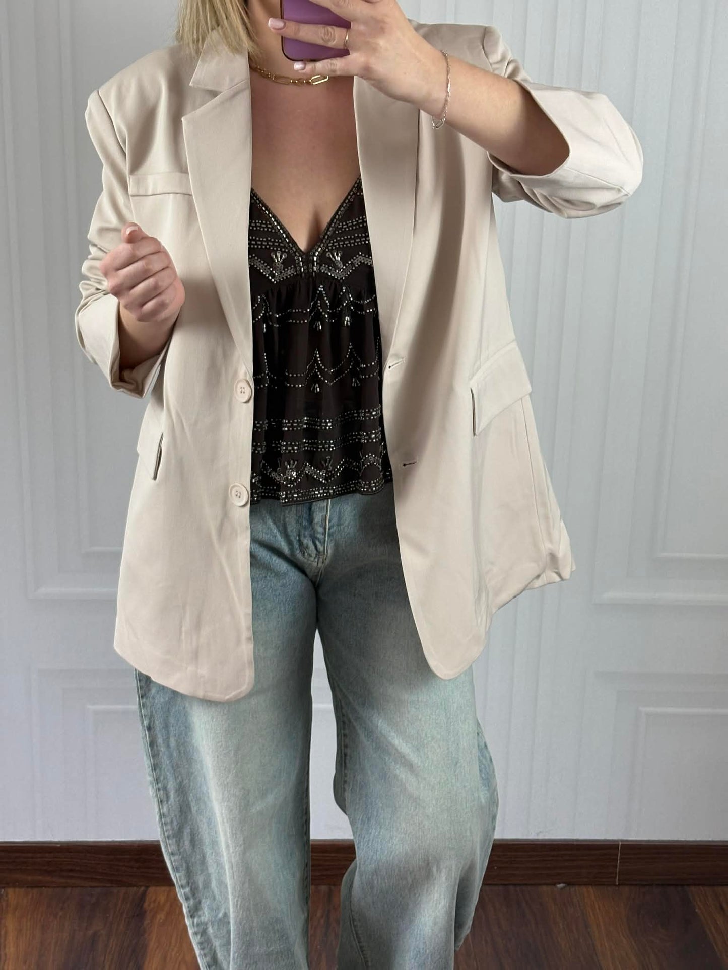 Blazer beige asymétrique