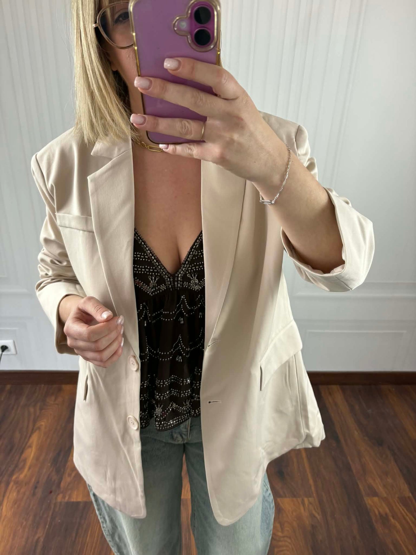 Blazer beige asymétrique
