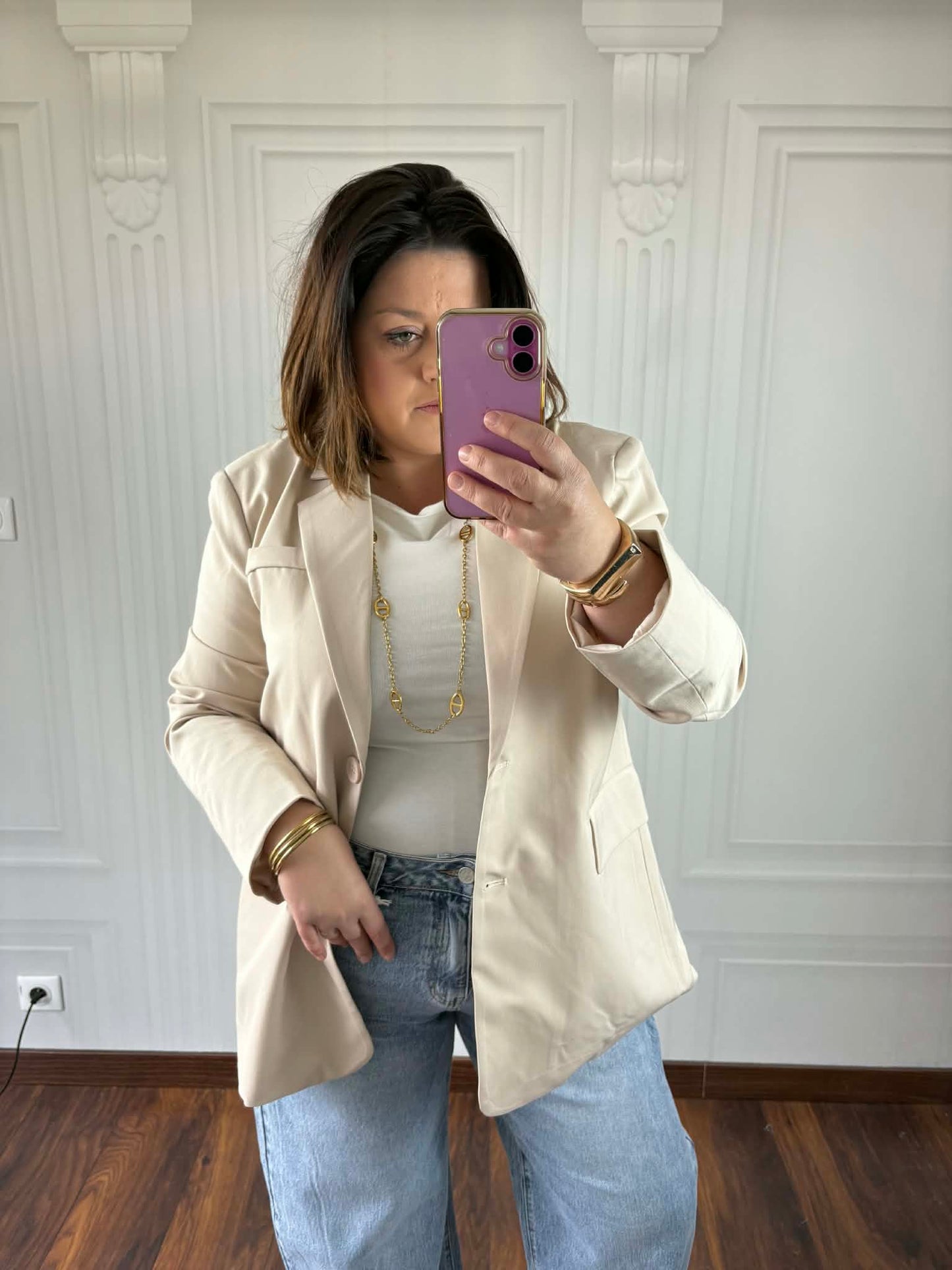 Blazer beige asymétrique