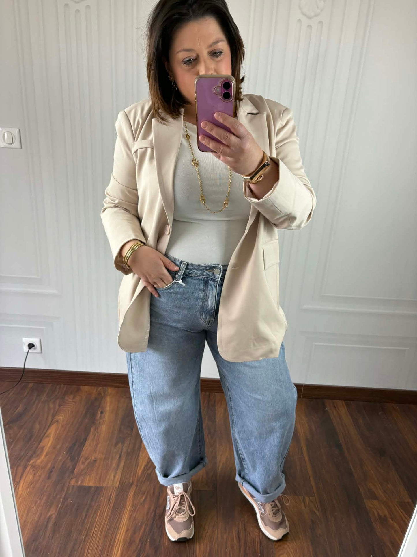 Blazer beige asymétrique