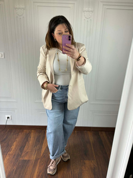 Blazer beige asymétrique